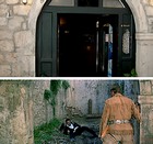 Gomezv dvorek ve filmu a v souasnosti. | Foto: Michaela Kroupov
